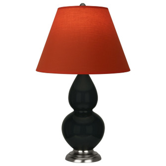 Small Double Gourd One Light Accent Lamp in Obsidian Glazed Ceramic w/Antique Silver (165|OS12T)
